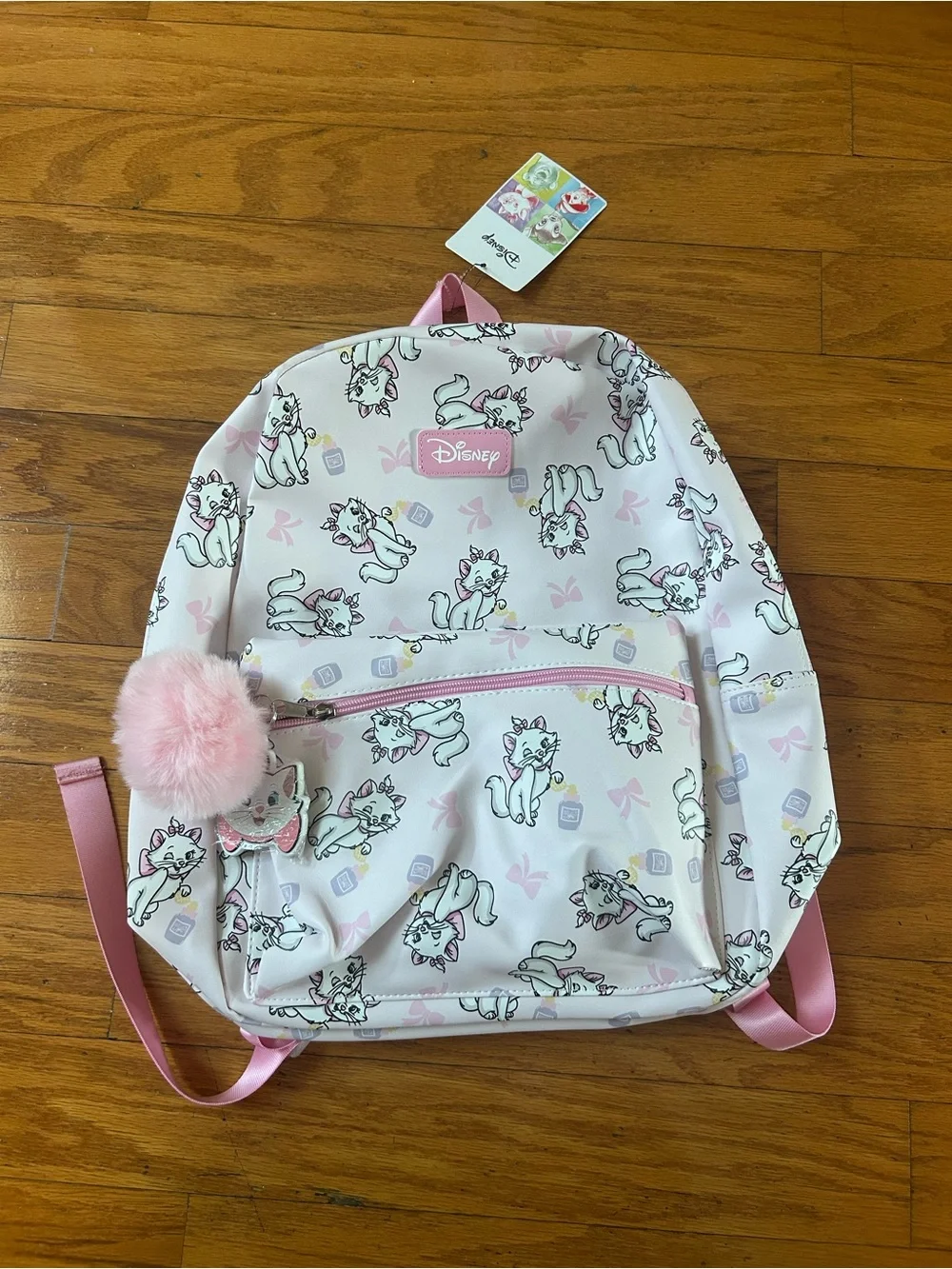 NWT Licensed Disney Marie Cat 18” Backpack with Pom Pom and Aristocats Charms